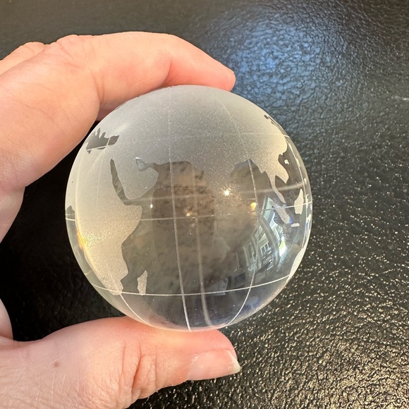 Glass Globe Paperweight Frosted Round World Globe  Desk Decor - Picture 2 of 6